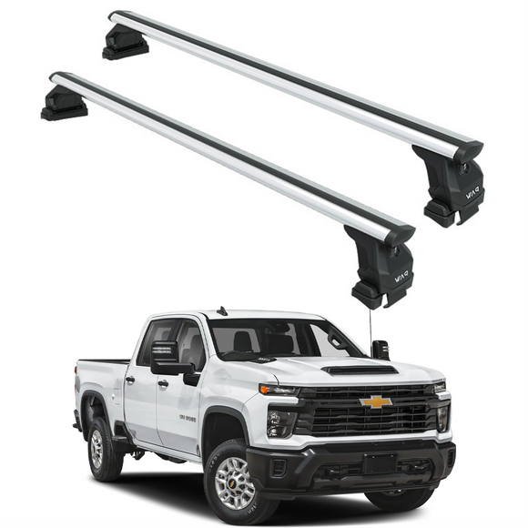 For Chevrolet Silverado 2500 HD 4Gen (2020-2025) Roof Rack Cross Bars Normal Roof, Silver