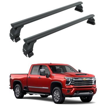 Für Chevrolet Silverado 1500/2500 2019-Up Dachträgersystem, Aluminium-Querstange, Metallhalterung, normales Dach, Schwarz