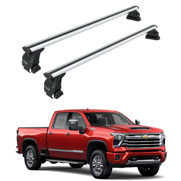 Für Chevrolet Silverado 1500/2500 2019-Up Dachträgersystem, Aluminium-Querstange, Metallhalterung, normales Dach, Schwarz
