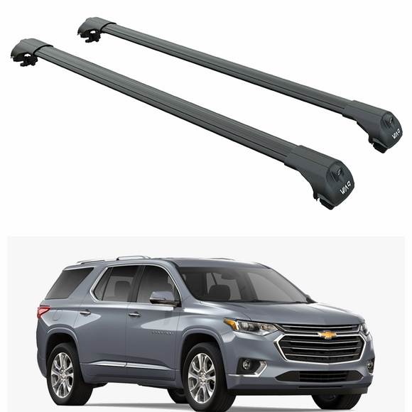 For Chevrolet Traverse Gen2 (2017-2023) Roof Rack Cross Bars Raised Rail, Black