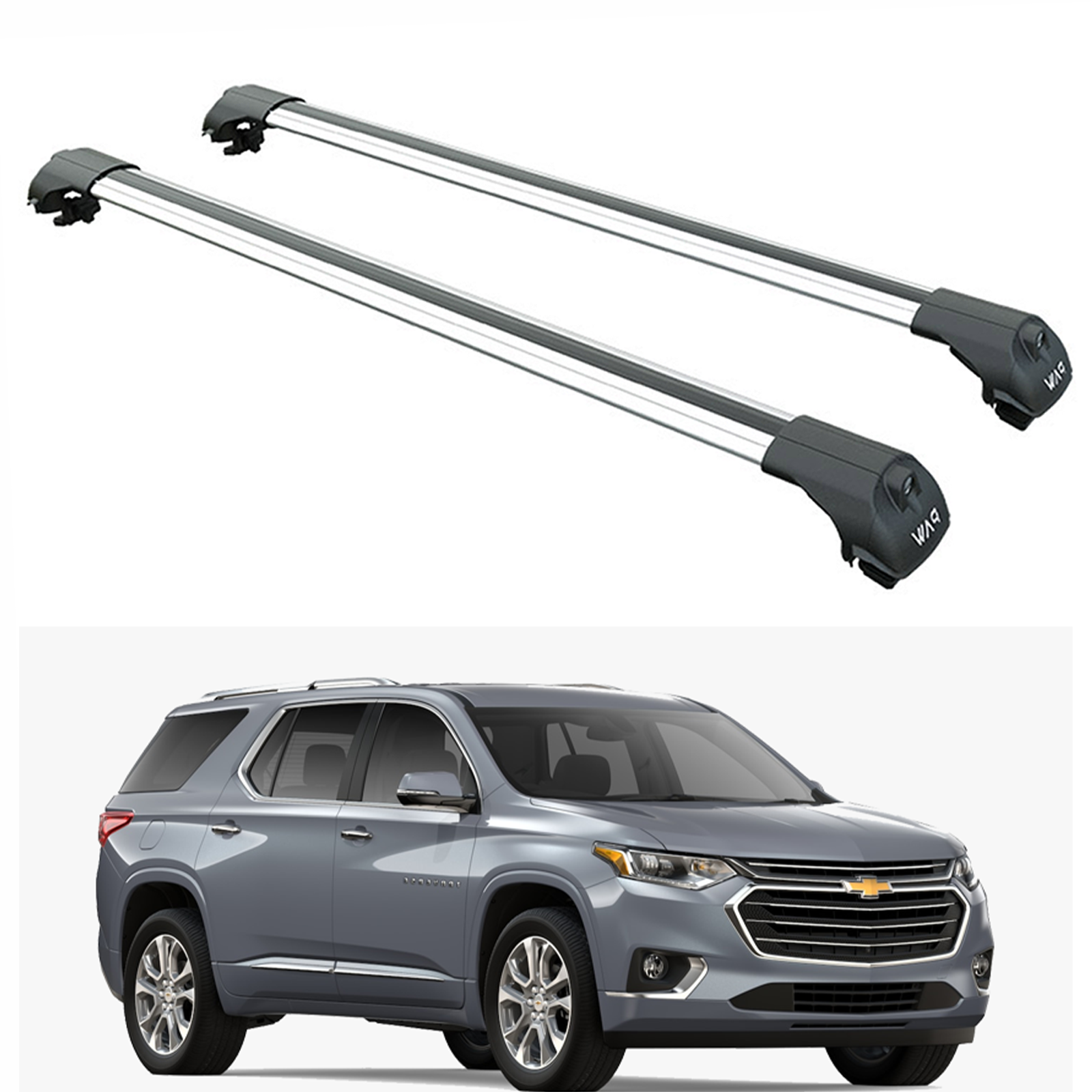 For Chevrolet Traverse Gen2 (2017-2023) Roof Rack Cross Bars Raised Rail, Silver