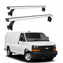 Chevrolet Express Van 1996-Up Van Roof Rack Cross Bars - 2Qty T-Slot Aluminum Bars (Silver), Rain Gutter Mount, No Drilling, 4 Load Stops, for Work & Recreation-1