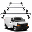 Chevrolet Express Van 1996-Up Van Roof Rack Cross Bars - 3Qty T-Slot Aluminum Bars (Silver), Rain Gutter Mount, No Drilling, 4 Load Stops, for Work & Recreation-1