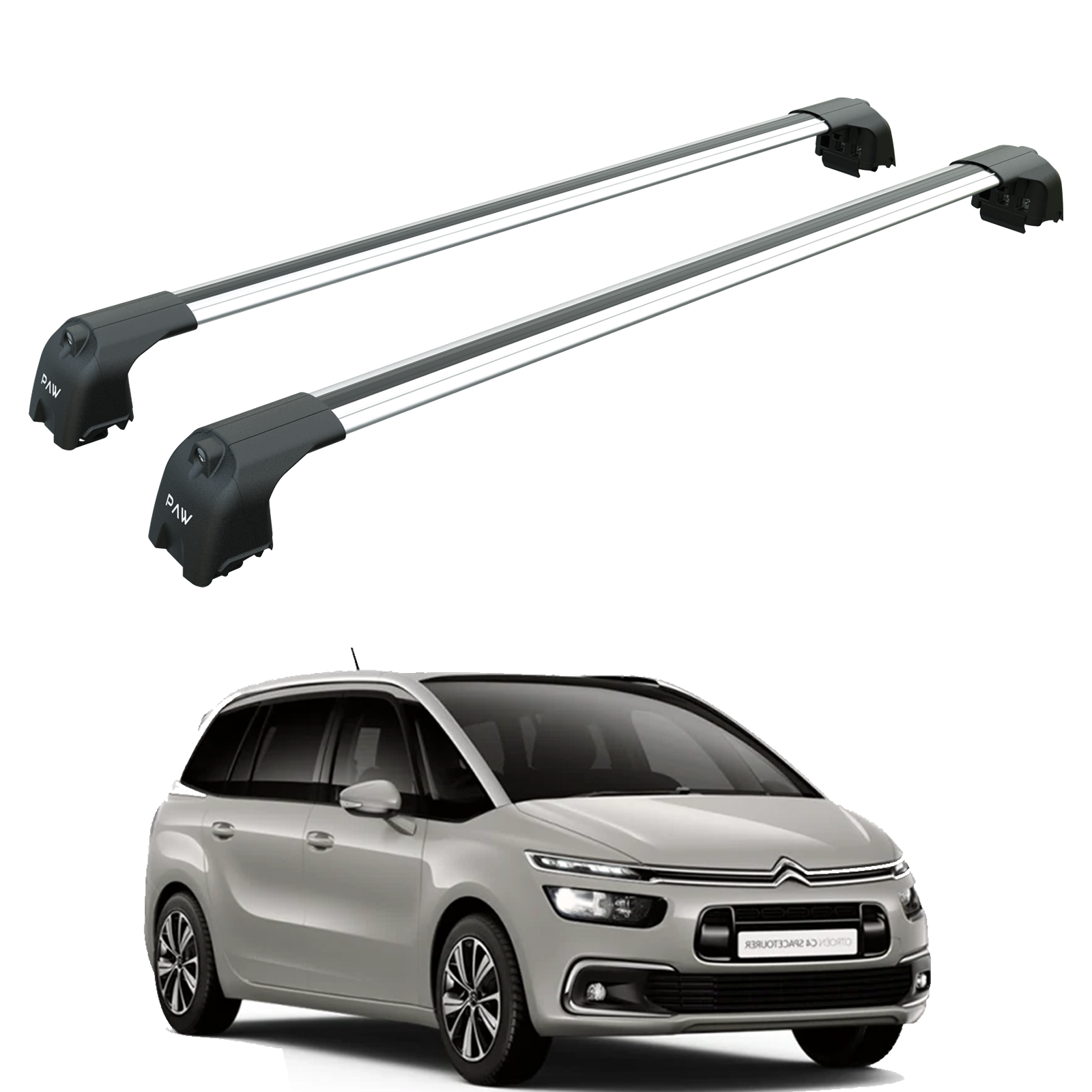 For Citroen C4 Grand Spacetourer MPV 2018-2025 Roof Rack System, Aluminium Cross Bar, Lockable, Silver