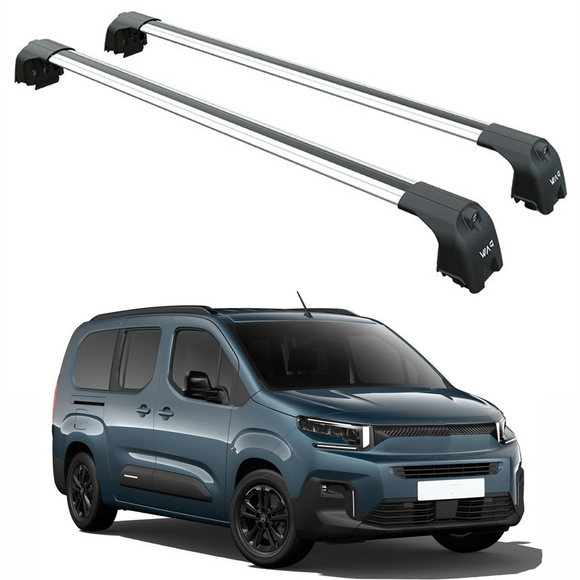For Citroen Berlingo 2023-2025 Roof Rack System, Aluminum Cross Bar, Flush Rail, Silver