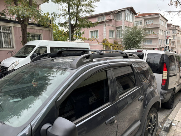 Für Dacia Duster 2014–2017 Dachträgersystem, Aluminium-Querstange, Metallhalterung, abschließbar, Schwarz