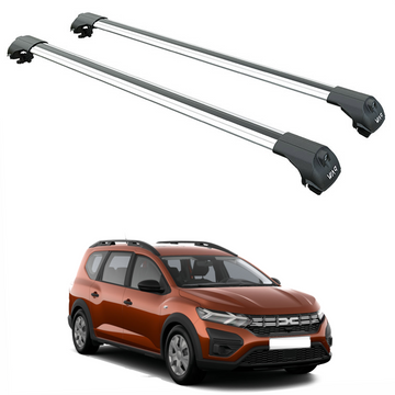 For Dacia Jogger 2022-2025 Roof Rack System, Aluminium Cross Bar, Metal Bracket, Lockable, Silver