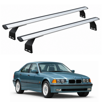For BMW 3 Series Sedan (E36) 1991-1998 Roof Rack Cross Bars Fix Point, Silver