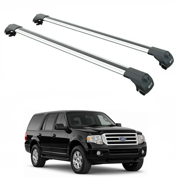 For Ford Expedition (U324) 2007-2017 Roof Rack Cross Bars Raised Rail, Silver