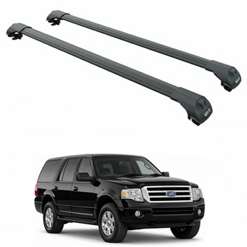For Ford Expedition (U324) 2007-2017 Roof Rack Cross Bars Raised Rail, Black