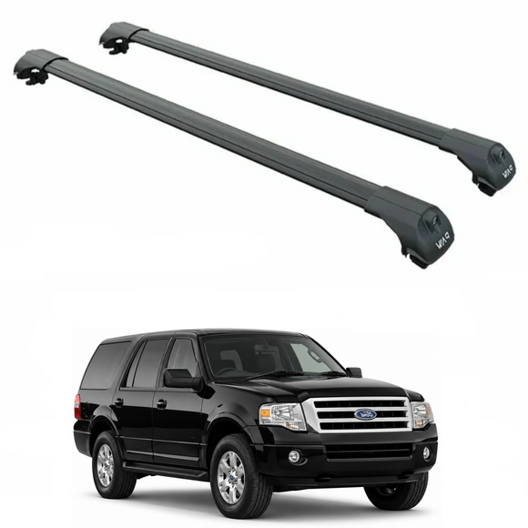 For Ford Expedition (U324) 2007-2017 Roof Rack Cross Bars Raised Rail, Black