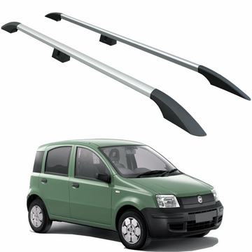 Plus Roof Rails Dachträger kompatibel mit Fiat Panda 2003-2012 zur Befestigung von Dachträgern, Dachboxen oder Dachfahrradträgern, robuste Aluminiumkonstruktion, silberfarben