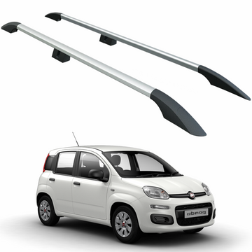 Plus Roof Rails Dachträger kompatibel mit Fiat Panda ab 2013 zur Befestigung von Dachträgern, Dachboxen oder Dachfahrradträgern, robuste Aluminiumkonstruktion, Silber