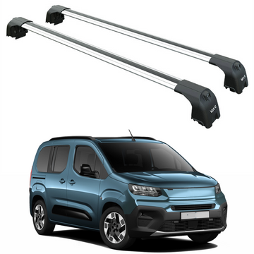 For Fiat Doblo 2023-2025 Roof Rack System, Aluminum Cross Bar, Flush Rail, Silver