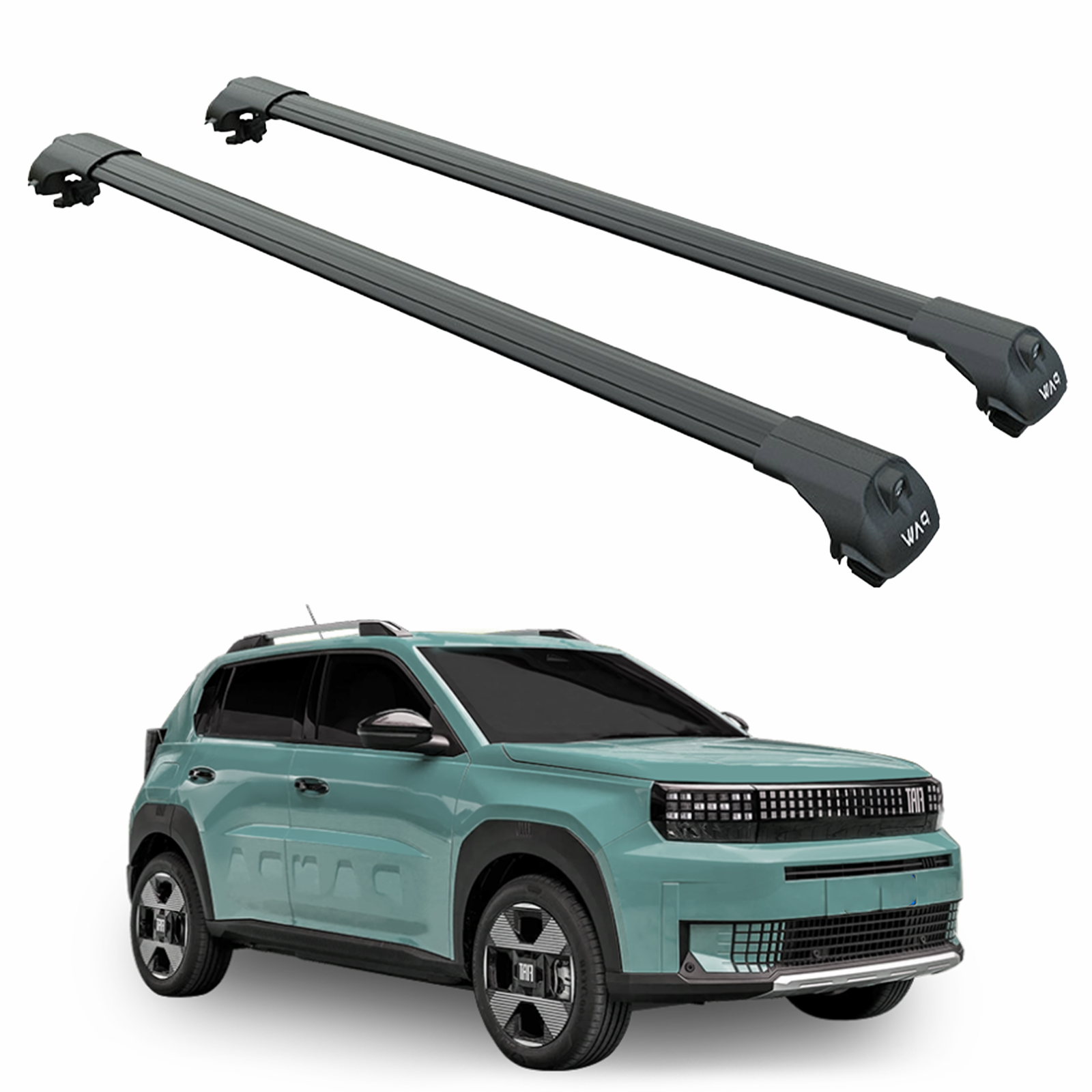 For Fiat Grande Panda Roof Rack Cross Bar Raised Rail Black | Toros ...