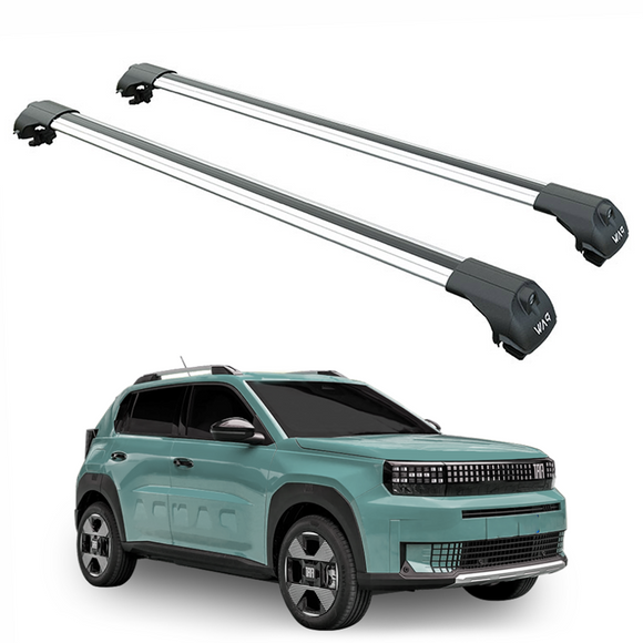 For Fiat Grande Panda Roof Rack Cross Bar Raised Rail Silver