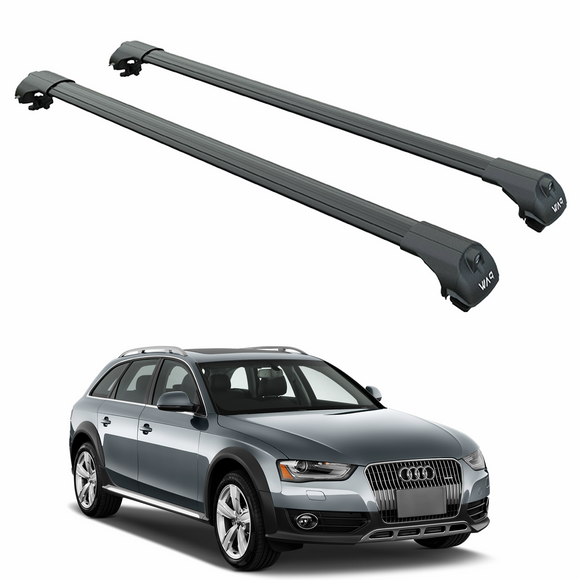 For Audi A4 Allroad B8 2008-2017 Roof Rack Cross Bars Raised Rail Black