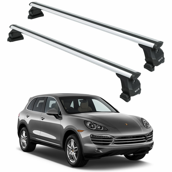 For Porsche Cayenne (9PA) 2002-2010 Roof Rack Cross Bars Fix Point Pro 6 Alu Silver