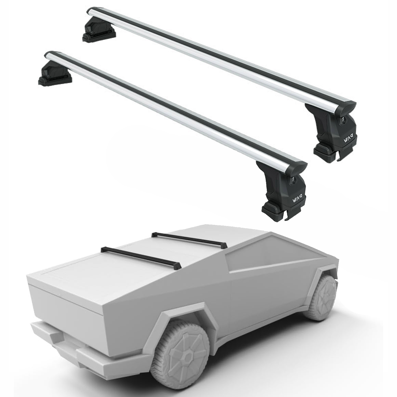 For Tesla Cybertruck (2024-2025) | Bed Rack Cross Bars (Aluminum, Silver) 2 Qty