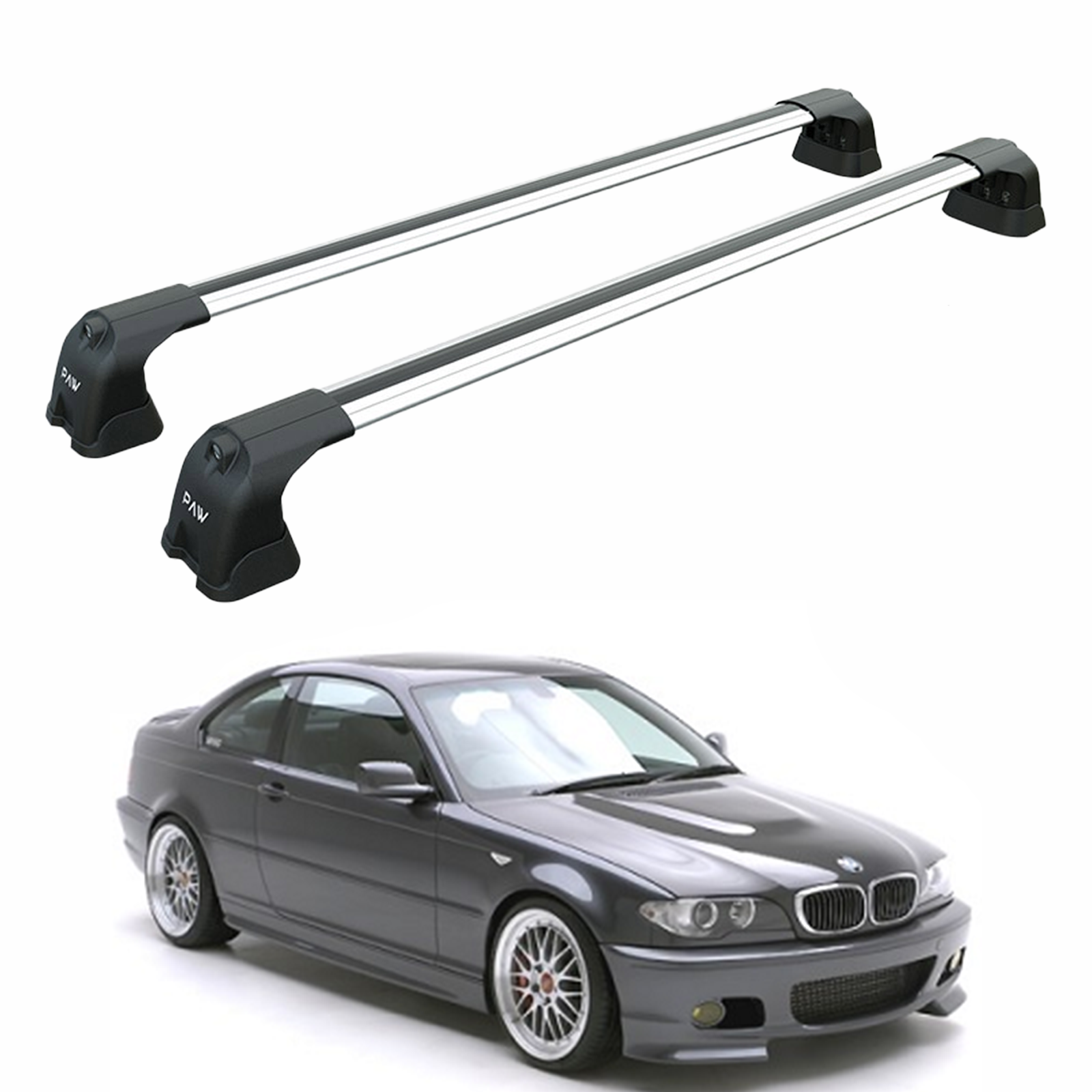 For Bmw 3 Coupe E46 1999-2006 Roof Rack Cross Bars Fix Point Alu Silver