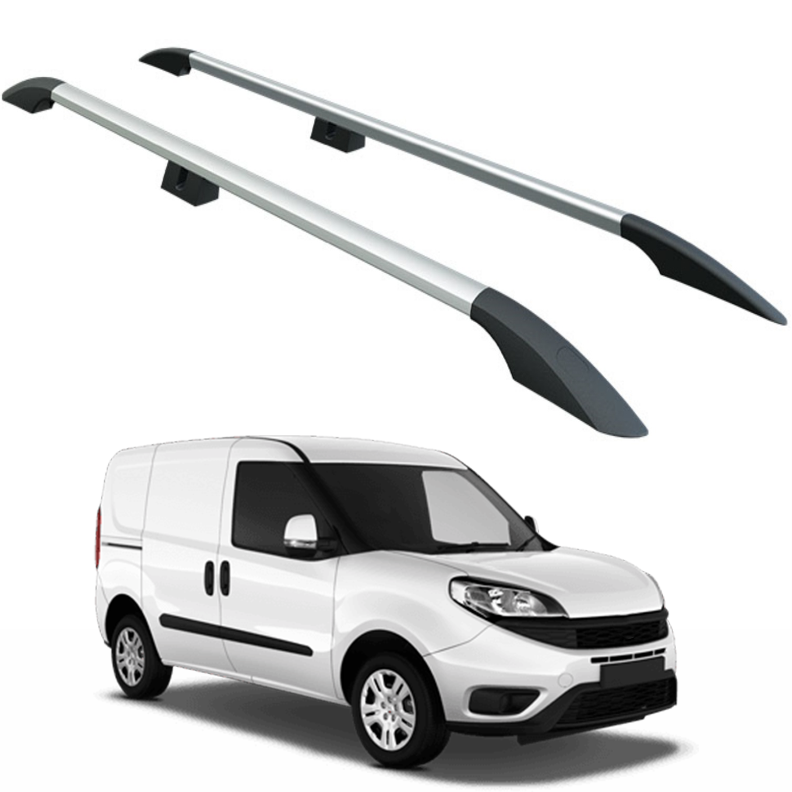 For Fiat Doblo SWB 2010-2020 Van Aluminium Roof Rails Silver