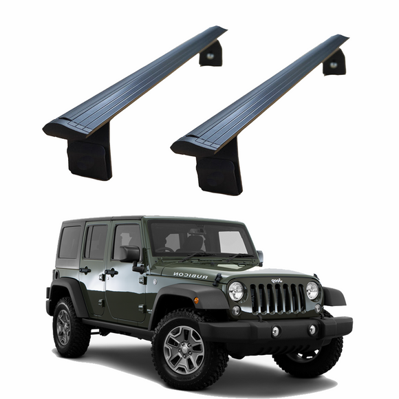 For Jeep Wrangler JK 2007-2018 Roof Rack Cross Bars Metal Bracket Rain Gutters Black
