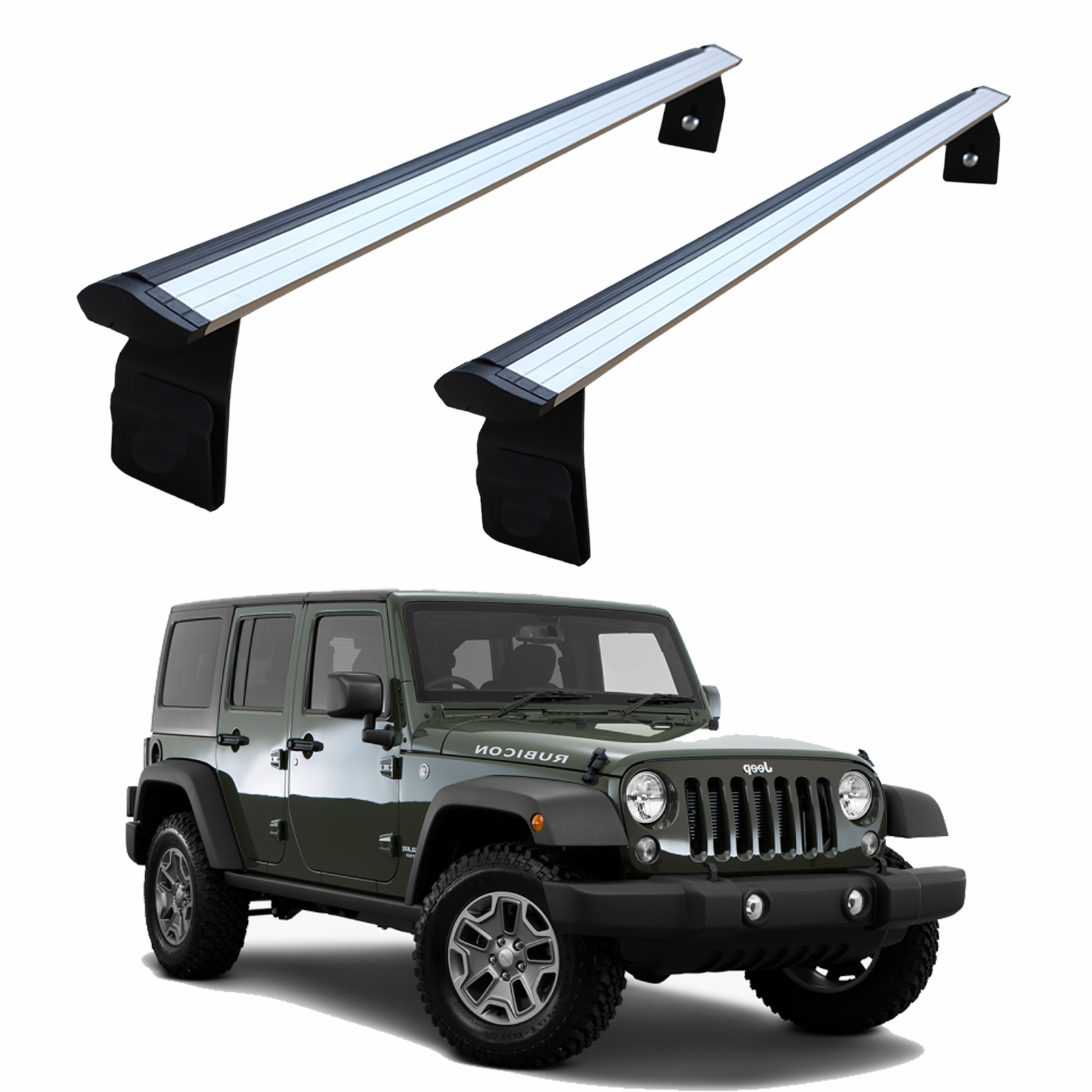 For Jeep Wrangler JK 2007-2018 Roof Rack Cross Bars Metal Bracket Rain Gutters Silver