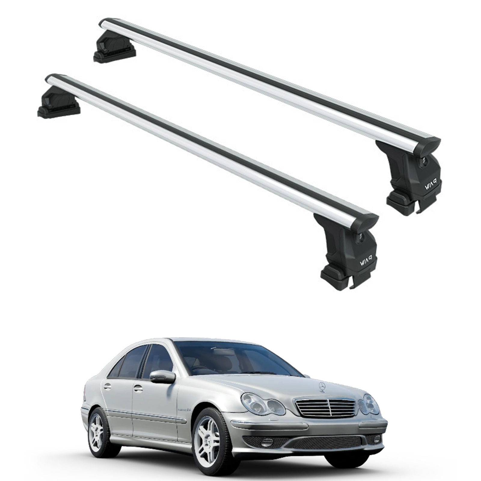 For Mercedes C Series W203 Roof Rack System, Aluminium Cross Bar, Normal Roof, Silver