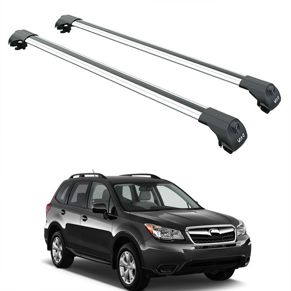For Subaru Forester SJ (2013-2018) Roof Rack Cross Bars Raised Rail, Silver