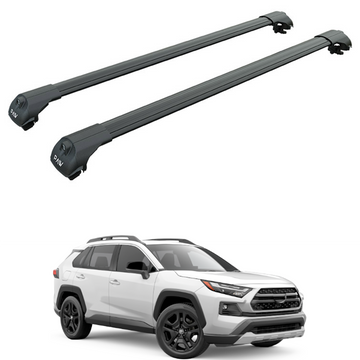 For Toyota Rav4 Adventure 2019-2025 Roof Rack Cross Bars Raised Rail Alu Black