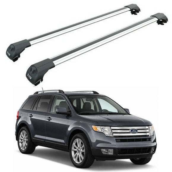 For Ford Edge 1st Gen (U387) 2007-2014 Roof Rack Cross Bars Raised Rail, Silver