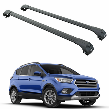 For Ford Escape (2013–2019) Roof Rack Cross Bars Raised Rail, Black