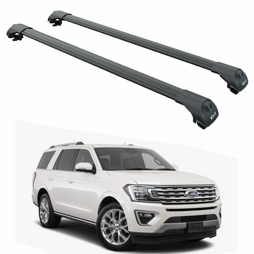 For Ford Expedition Gen4 U553 (2018-2024) Roof Rack Cross Bars Raised Rail, Black