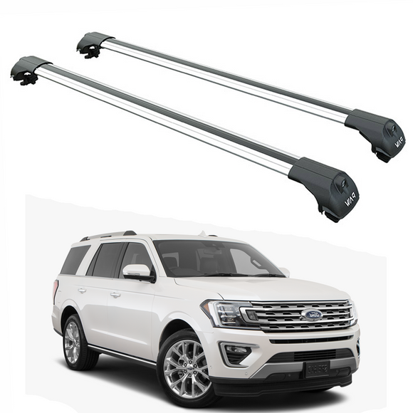 Für Ford Expedition 2018-Up Dachträgersystem, Aluminium-Querstange, Metallhalterung, abschließbar, Silber