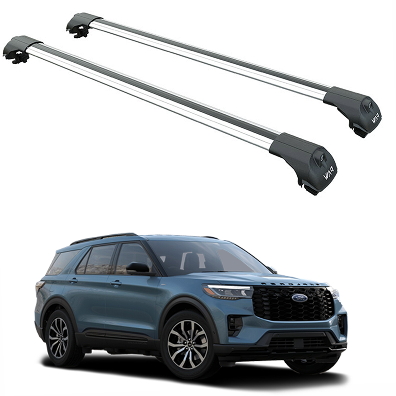 Für Ford Explorer 2020-Up Dachträgersystem, Aluminium-Querstange, Metallhalterung, abschließbar, Silber 