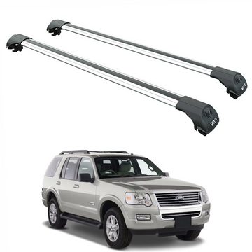 For Ford Explorer 4 U251 (2005-2010) Roof Rack Cross Bars Raised Rail, Silver