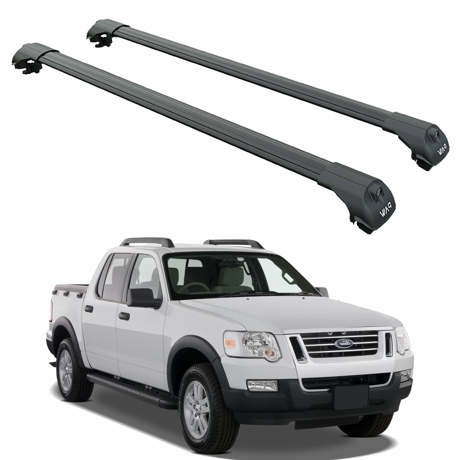 Für Ford Explorer Sport Trac 2006–2010 Dachträgersystem, Aluminium-Querstange, Metallhalterung, abschließbar, schwarz