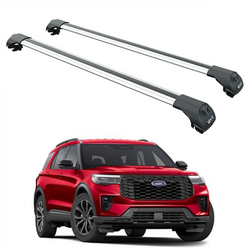 Für Ford Explorer 2020-Up Dachträgersystem, Aluminium-Querstange, Metallhalterung, abschließbar, Silber 