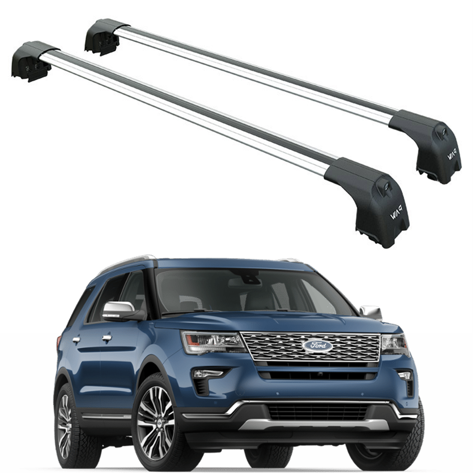 Für Ford Explorer 2016–2019 Dachträgersystem, Aluminium-Querstange, Metallhalterung, abschließbar, Silber