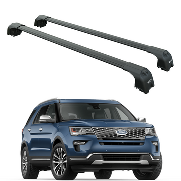 For Ford Explorer (2014-2019) Roof Rack Cross Bars Flush Rail Alu Black