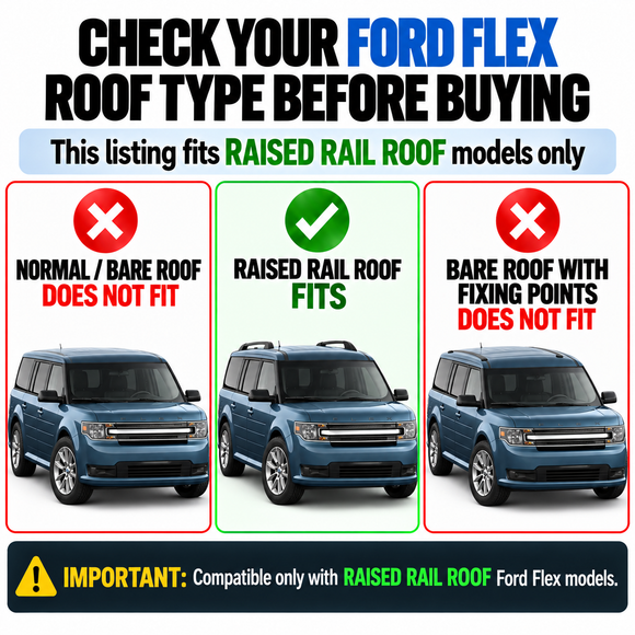 For Ford Flex (D471) 2009-2019 Roof Rack Cross Bars Raised Rail, Black