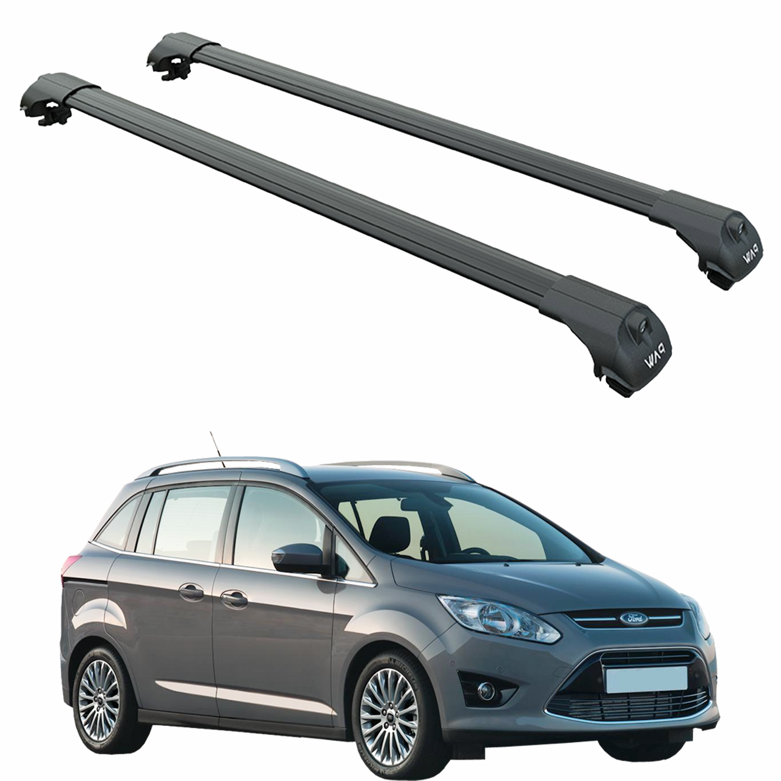 For Ford Grand C-Max (DXA) 2011-2019 Roof Rack Cross Bars Raised Rail Black