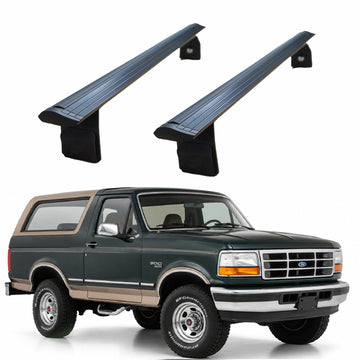 For Ford Bronco (1978-1996) Roof Rack Cross Bars T-Slot Aluminum, Rain Gutter Mount, No Drill | Black