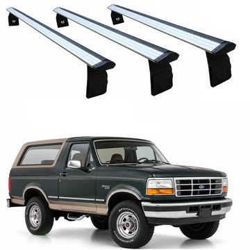 For Ford Bronco (1978-1996) Roof Rack Cross Bars 3 Qty T-Slot Aluminum, Rain Gutter Mount, No Drill | Silver