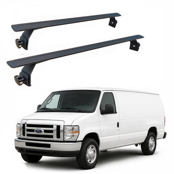 Für GMC Savana 2000–2021 Dachträgersystem, Aluminium-Querstange, Metallhalterung, abschließbar, mit Regenrinnen, schwarz