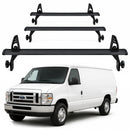 Chevrolet Express Van 1996-Up Van Roof Rack Cross Bars - 3Qty T-Slot Aluminum Bars (Black), Rain Gutter Mount, No Drilling, 4 Load Stops, for Work & Recreation-1
