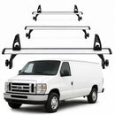 Ford E 150 250 350 Van Roof Rack Cross Bars – 3Qty T-Slot Aluminum Bars (Silver), Rain Gutter Mount, No Drilling, 4 Load Stops, for Work & Recreation-1