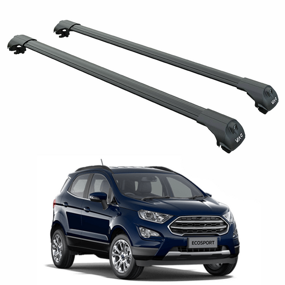 Für Ford EcoSport 2018-Up Dachträgersystem, Aluminium-Querstange, Metallhalterung, abschließbar, Schwarz 