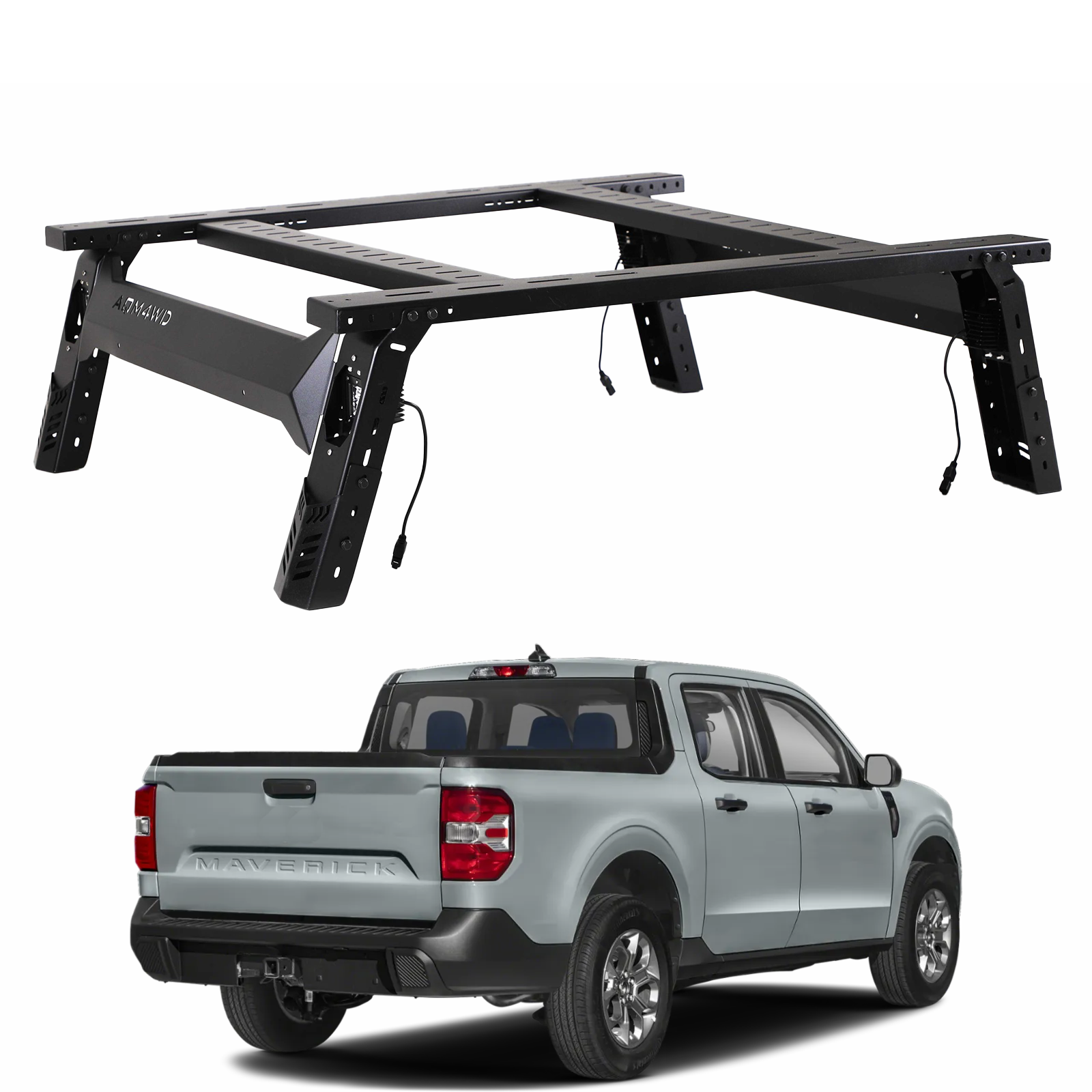 Truck Bed Rack Overland Rack Tent Rack Cargo Carrier Fit Ford Maverick Overland Bed Rack 2020-Up Black Steel