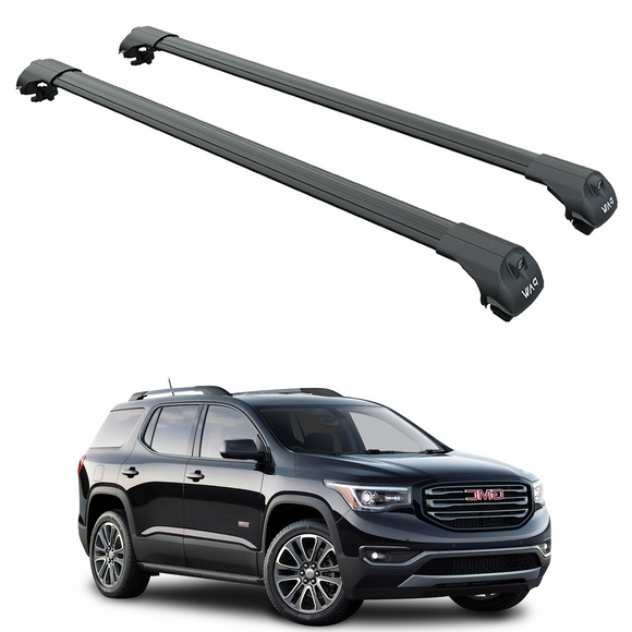 For GMC Acadia Gen2 (2017-2023) Roof Rack Cross Bars Raised Rail, Black